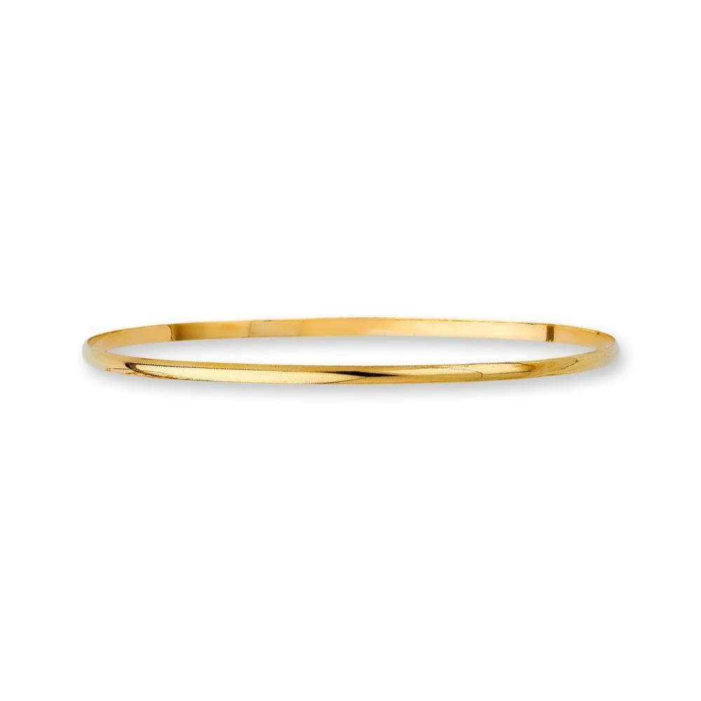14K Gold 2mm Solid Bangle | Classic Yellow Gold Bracelet By Tehrani Jewelry